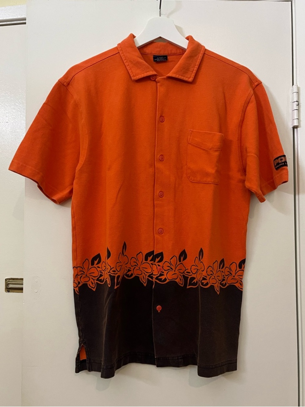 Polo Ralph Lauren Orange Ombre Floral Button Up Shirt Men Small Resort Hawaiian